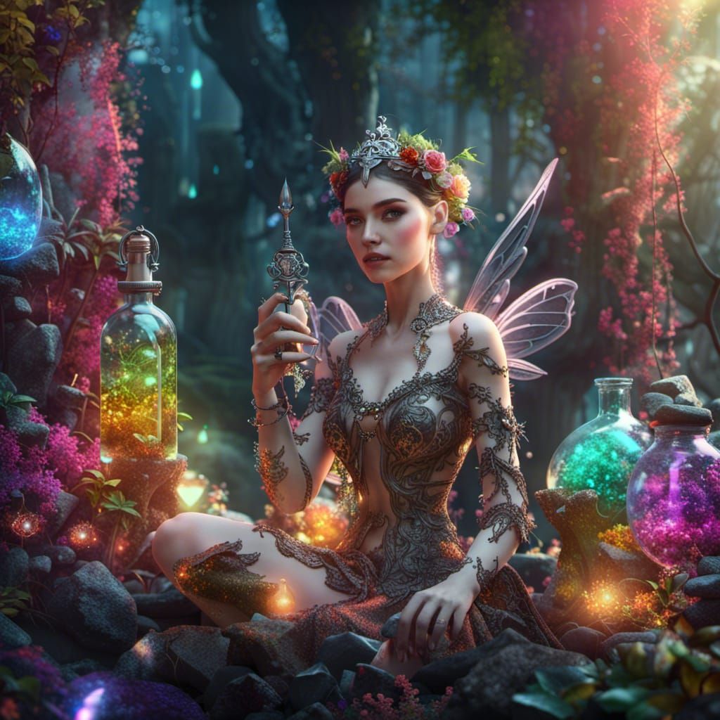 Ornate Fairy with Sword, 3D Render