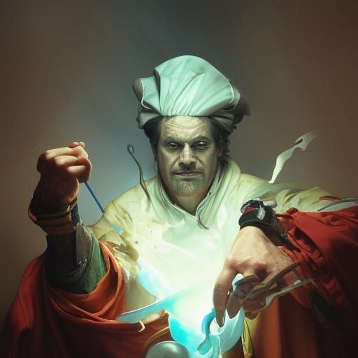 Evil Sorcerer Chef Portrait in Digital Art Style