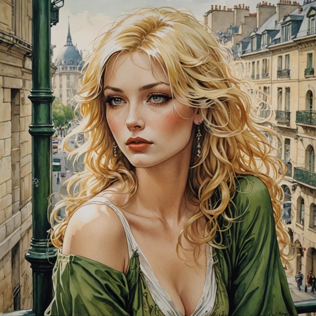 Impressionist Blonde Femme Fatale in Paris
