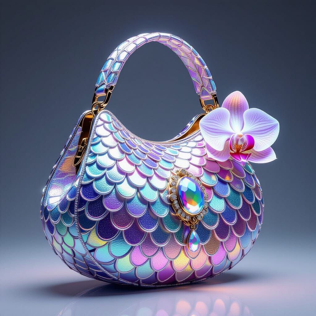 Avant-Garde Dragon Scale Handbag with Nebula Colors