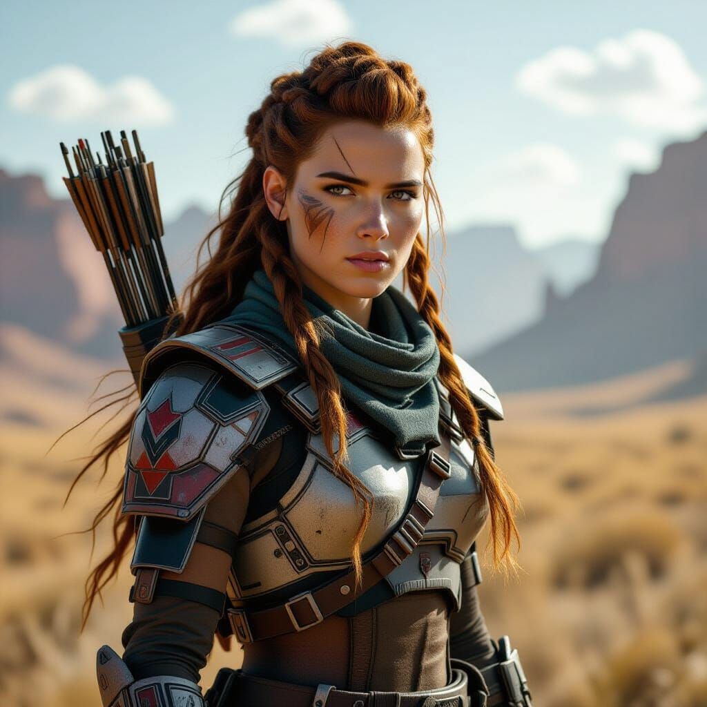 Aloy in Long Neck Armor with Cinematic Lighting