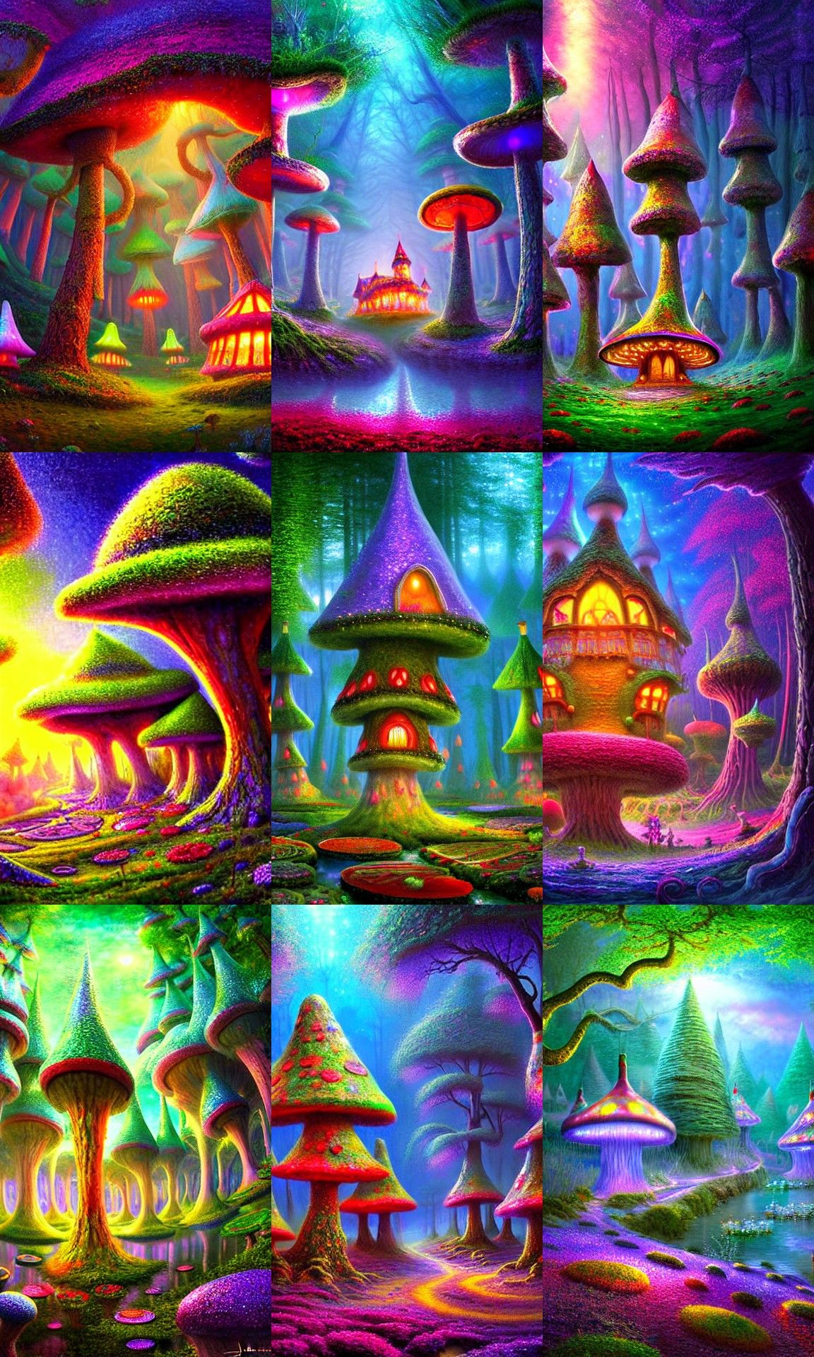 Magical Forest Realm with Toadstool Houses