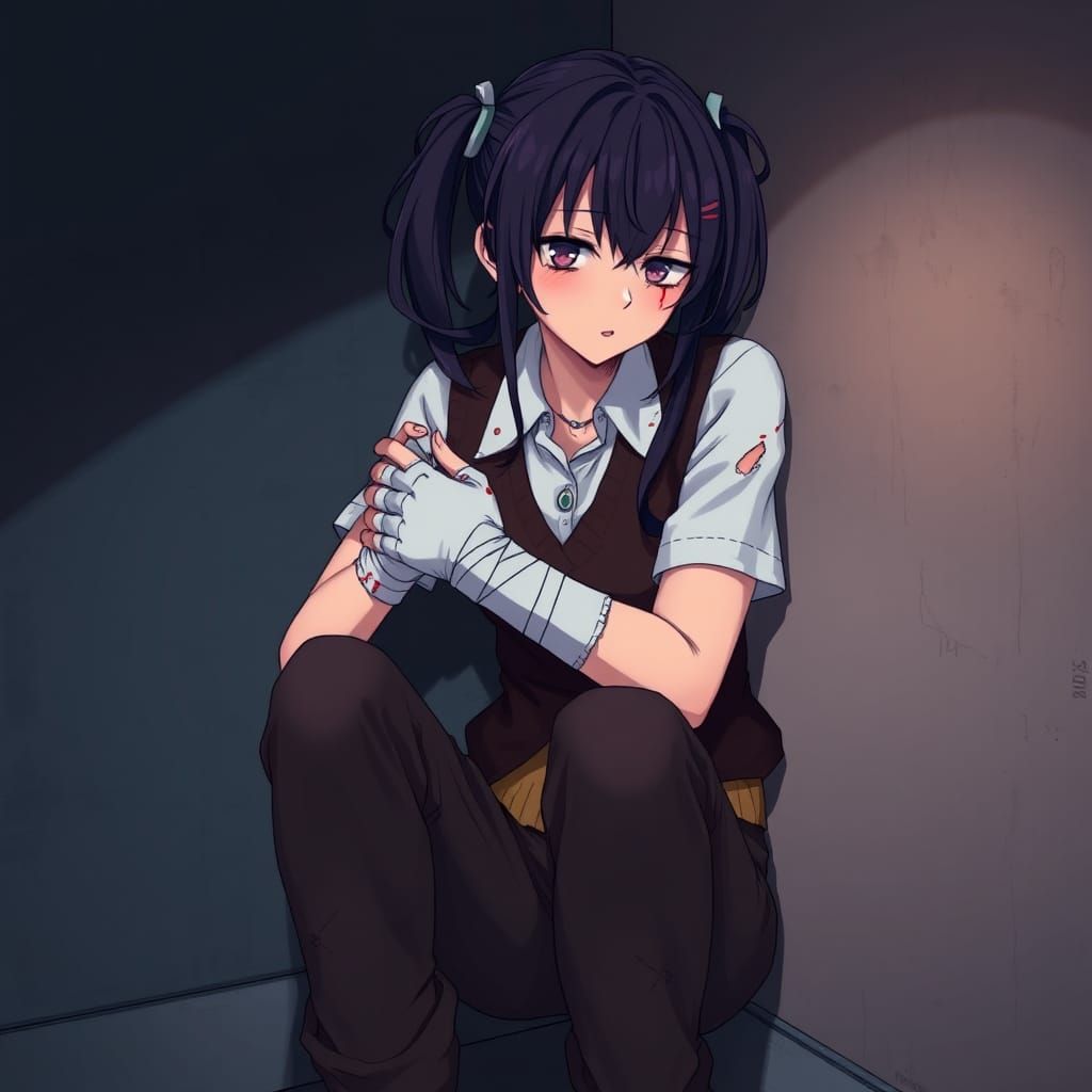 Distressed Hatsune Miku in Manga Style