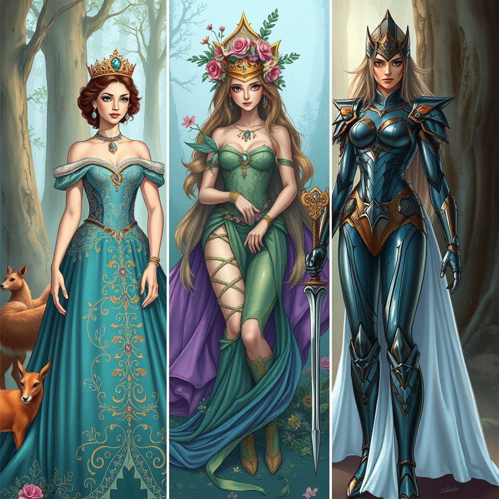 Royal Princesses Unite in Vibrant, Detailed Art