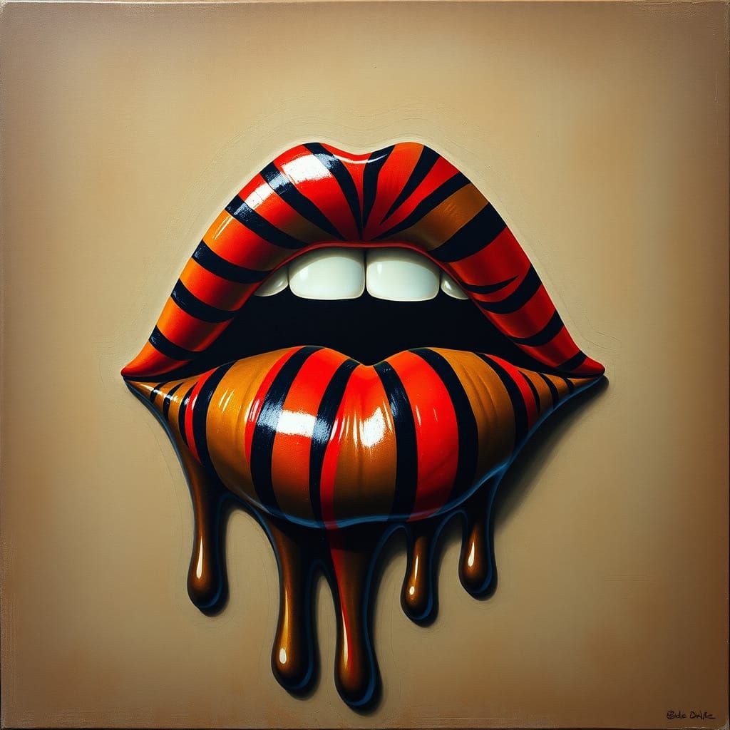 Vibrant Tiger Stripes in Surrealist Oil Painting Style