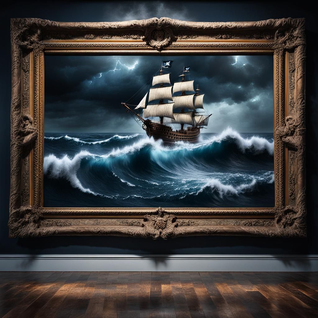 Stunning artistic realistic image of a museum with paintings...