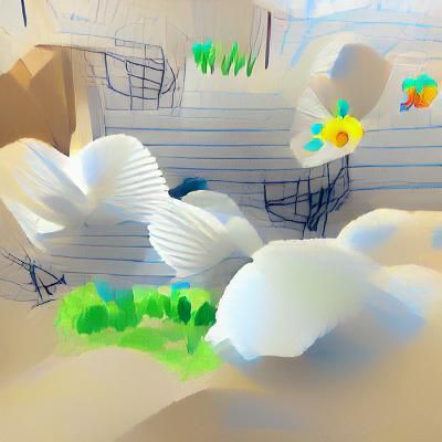 Anime Child's Drawing: Serene Outdoor Scene