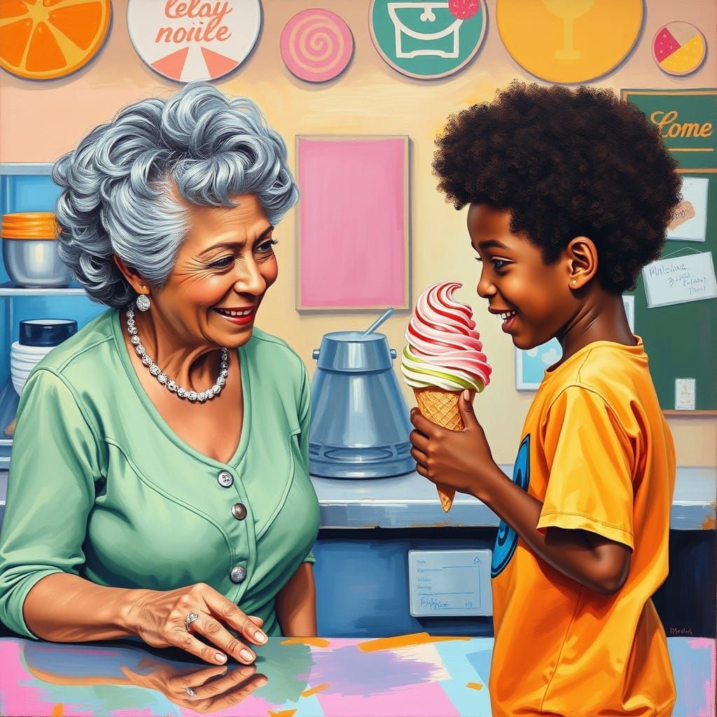 Colorful Ice Cream Cone, Oil Painting by Gurney