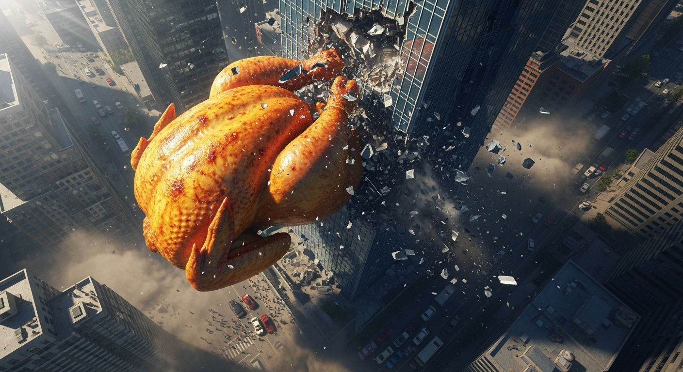 Giant Chicken Collapses Skyscraper in Photorealistic Disaste...