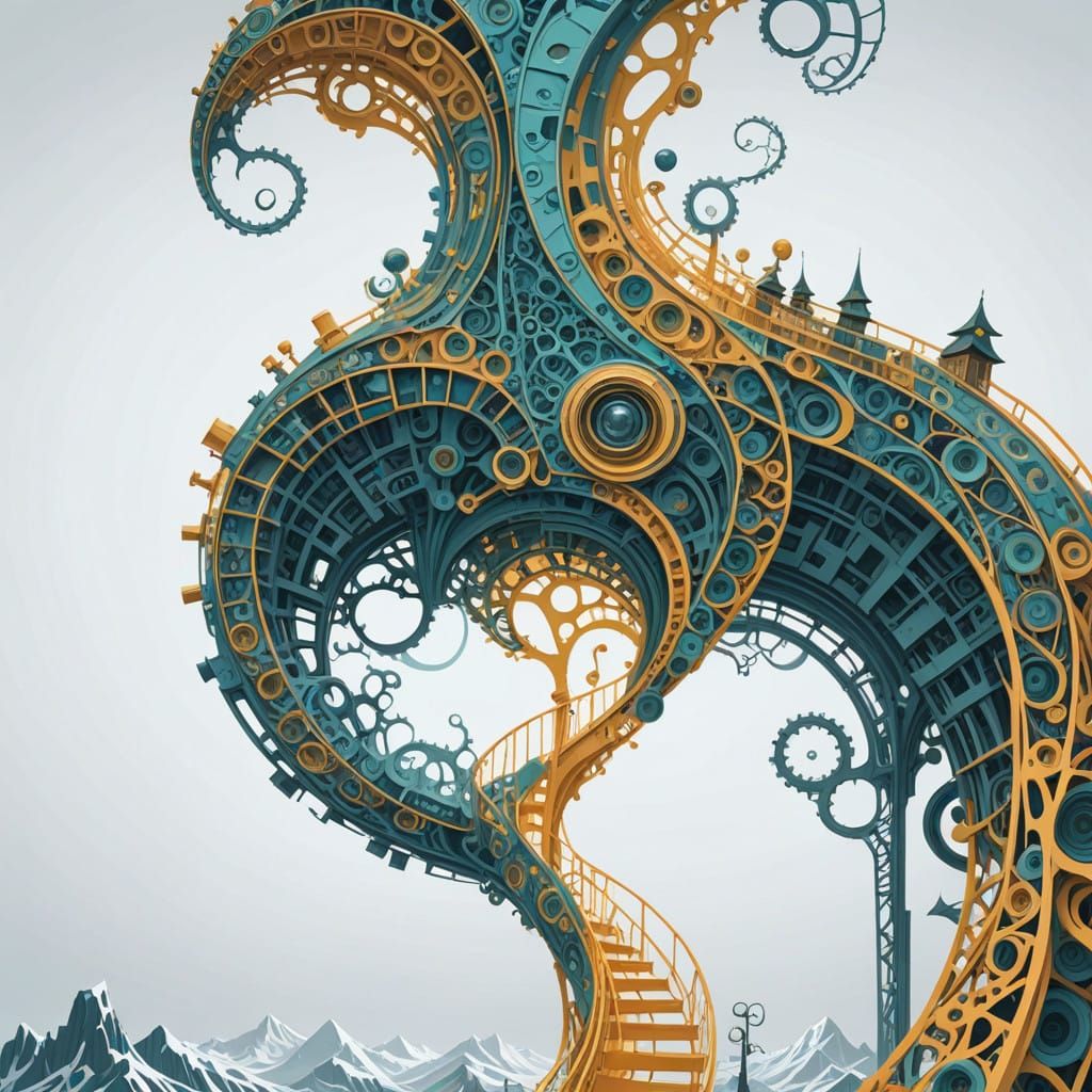 Fractal Wave Function in Neon Cyberpunk Style