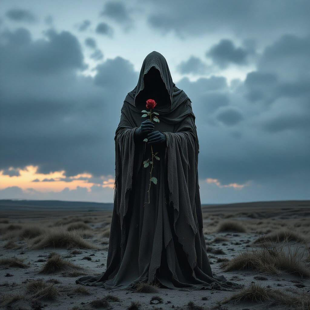 Foreboding Figure on Windswept Moor