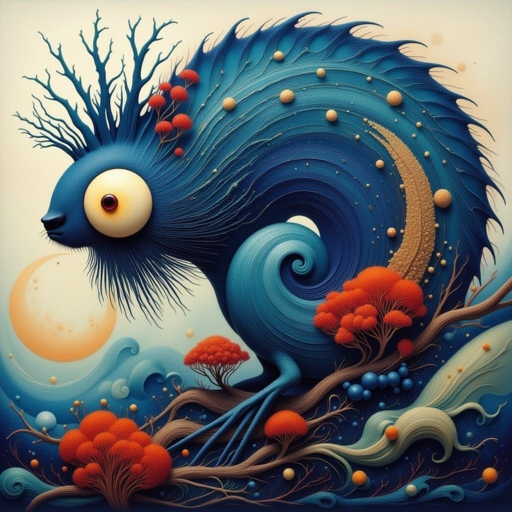 Surreal Landscape with Iridescent Textures and Harmonious Pa...