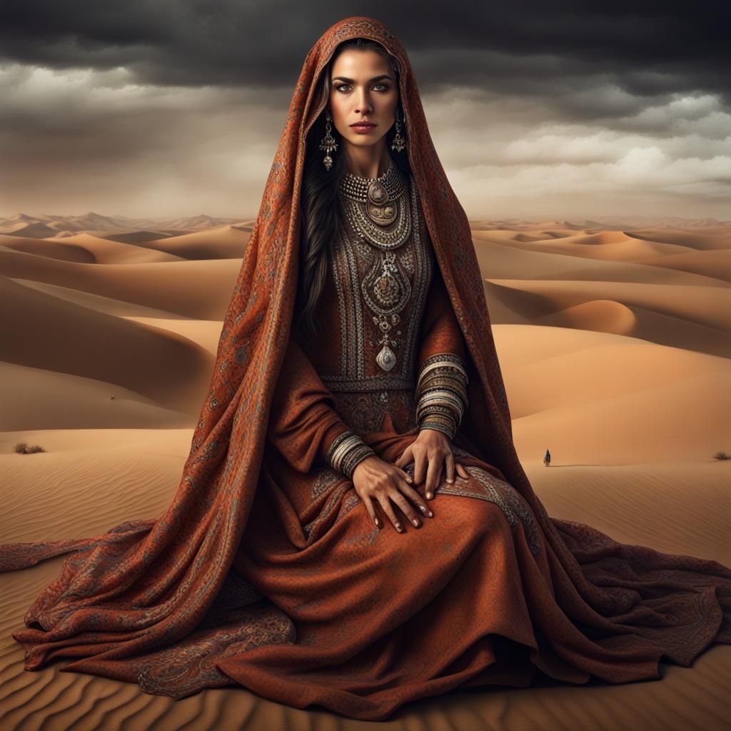 Mulher marroquina no deserto