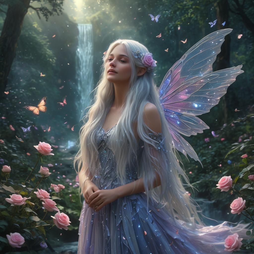 Enchanted Fairy in Sparkling Forest: Fantasy Concept Art