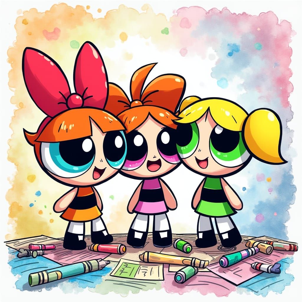 Vibrant Powerpuff Girls Colouring Adventure