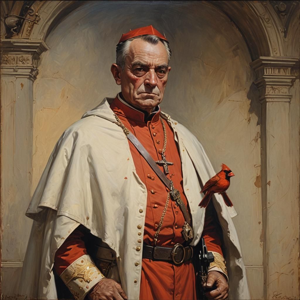 Victorian Cardinal Portrait in Frazetta Style