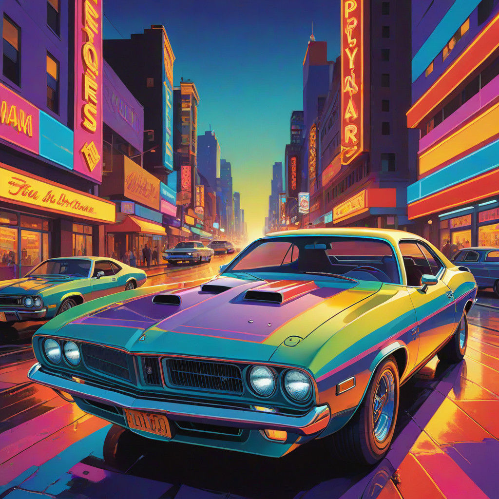 Classic 1976 Plymouth Barracuda in Bold Psychedelic Retro-Fu...