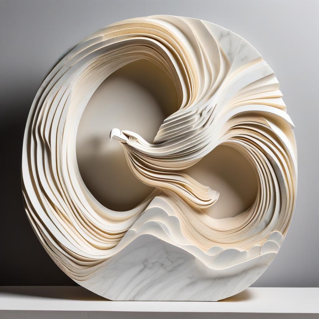 Eagle Nest Sculpture with Abstract Geometric Design