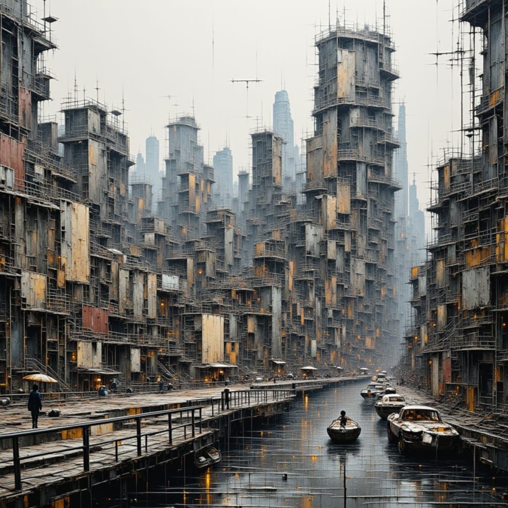 Ballardian Cityscape with Towering Modern Architecture