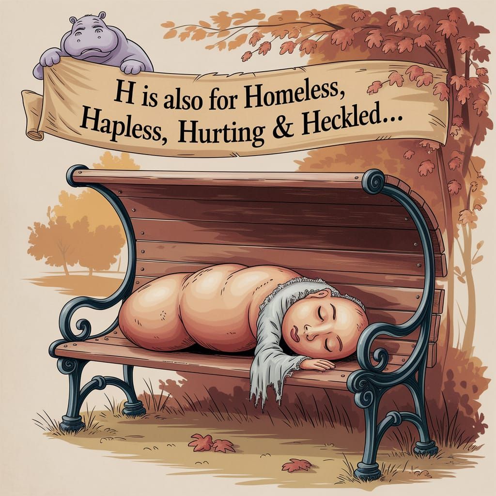 Melancholic Bean and Hippo Gouache Illustration