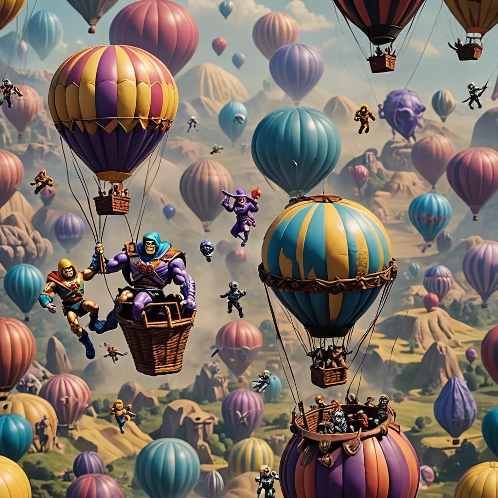 He-Man and Skeletor in Hot Air Balloon Battle