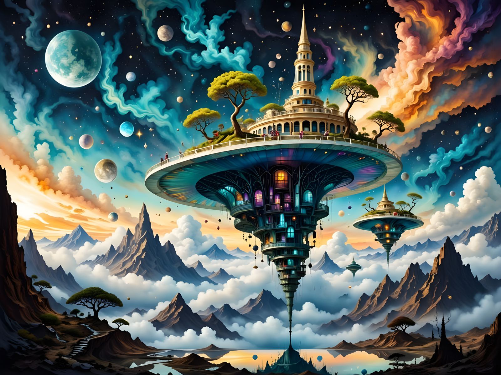 Floating Futuristic Worlds in Hyperreal 8K