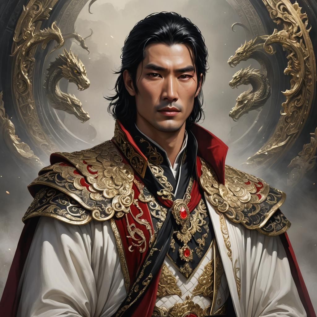 Handsome Naga Emperor in Opulent Attire