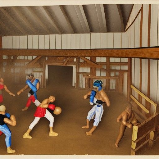 Boxing Match Diorama Inside a Barn