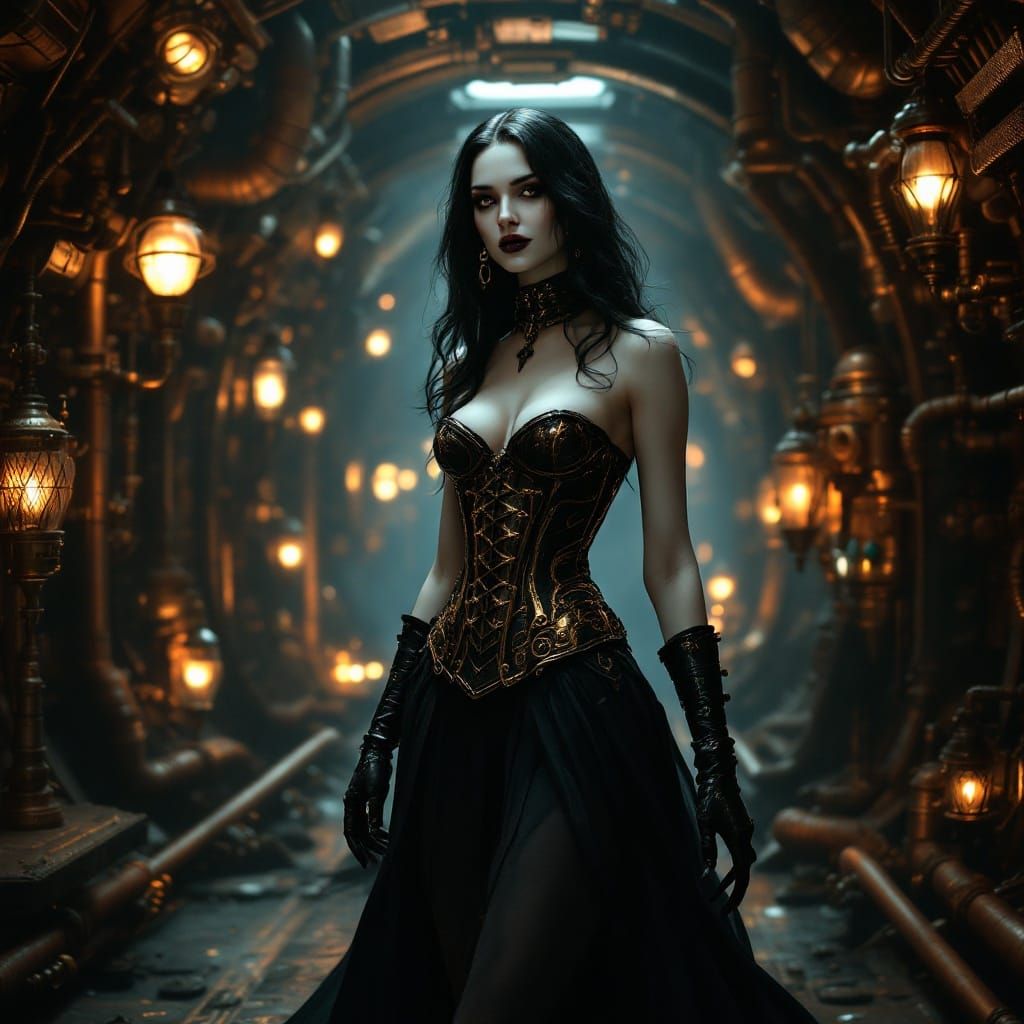 Steampunk Vampire Goddess in Starship Elegance