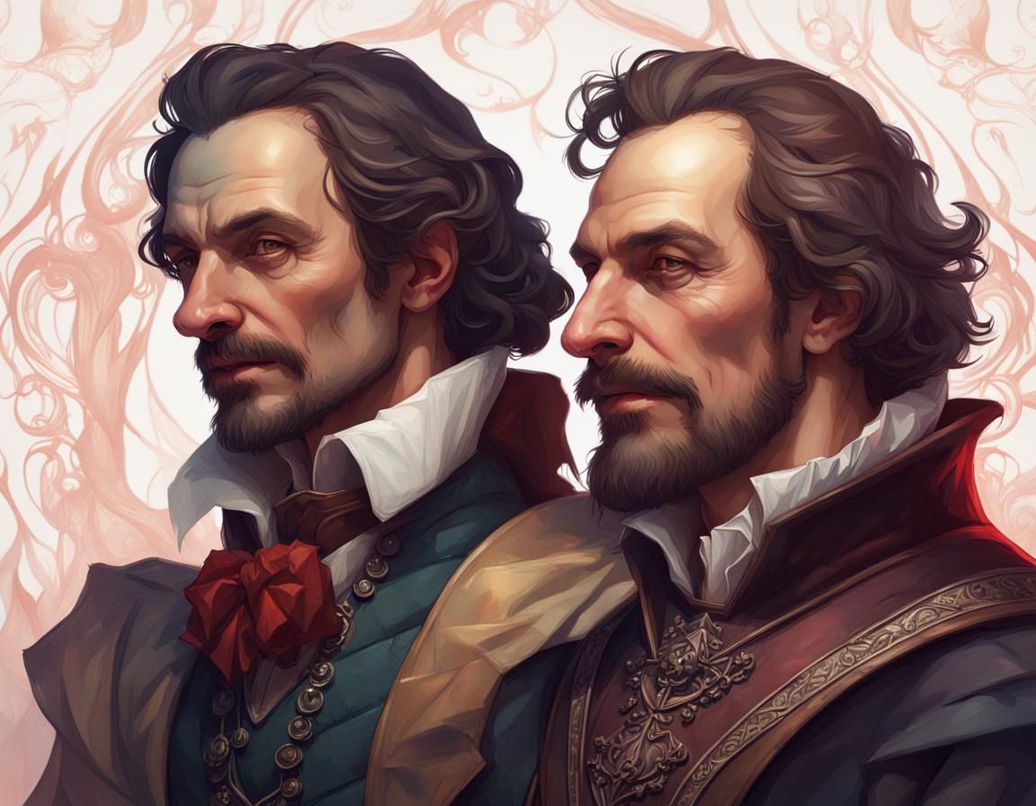 Vampire Friends: Cervantes and Shakespeare Portrait