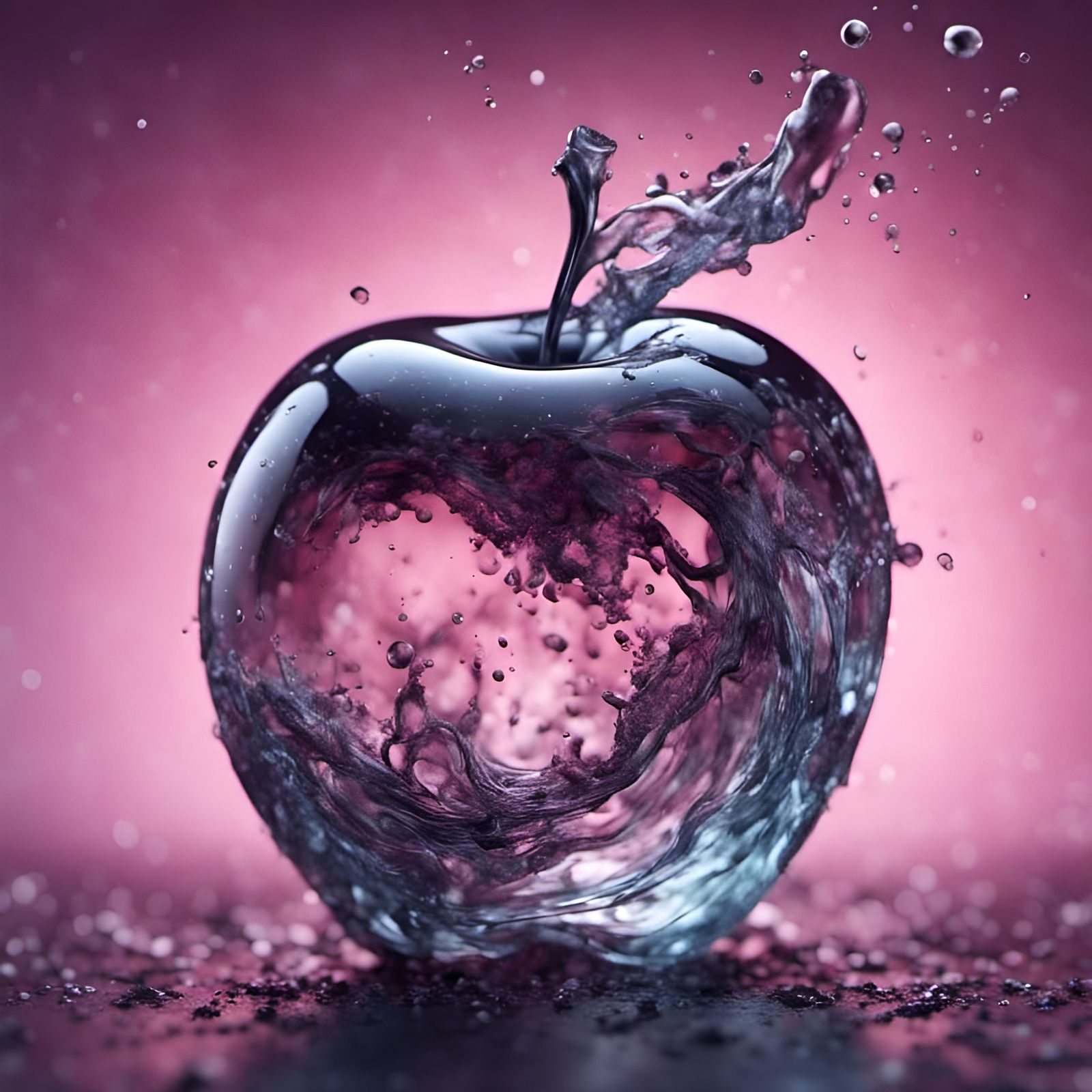 Glass Apple with Water Droplet Explosion