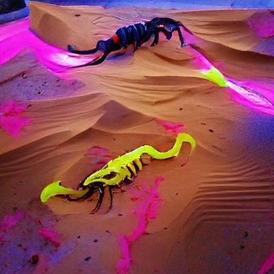 Neon Drippy Scorpion in Desert Landscape