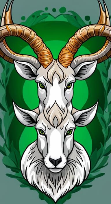 Markhor Portrait for T-Shirt, Watercolor Style