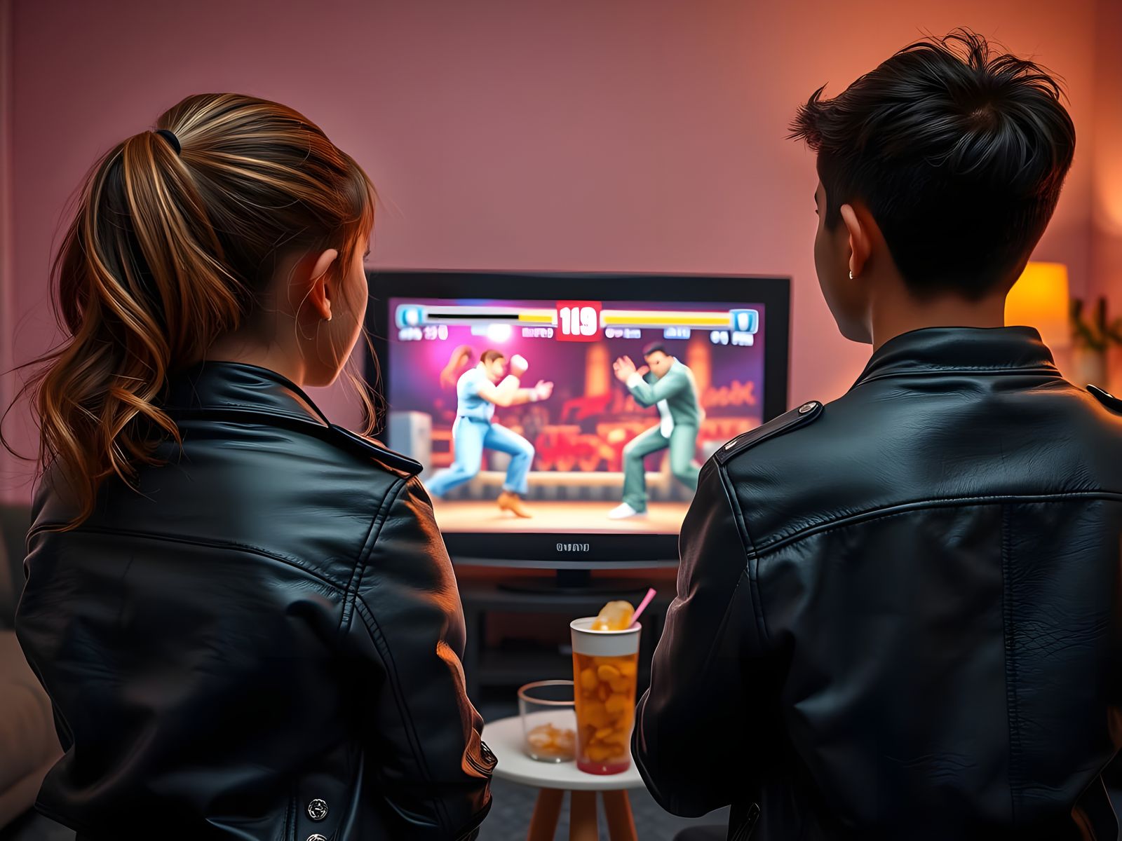 Youthful Gamers in Retro Living Room