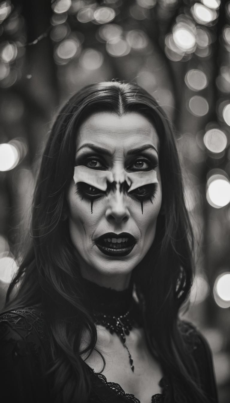 Cinematic Portrait of Vampira with Fangs