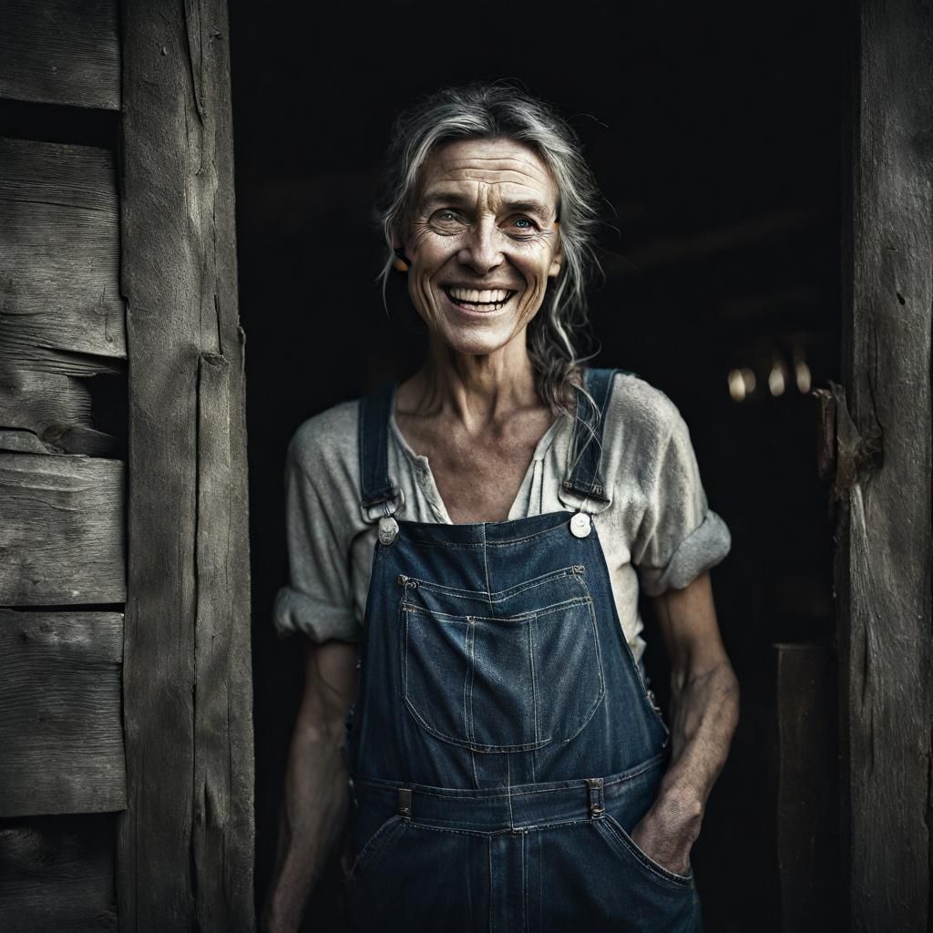 Smiling Aleutian Woman in Elvish Barn Doorway