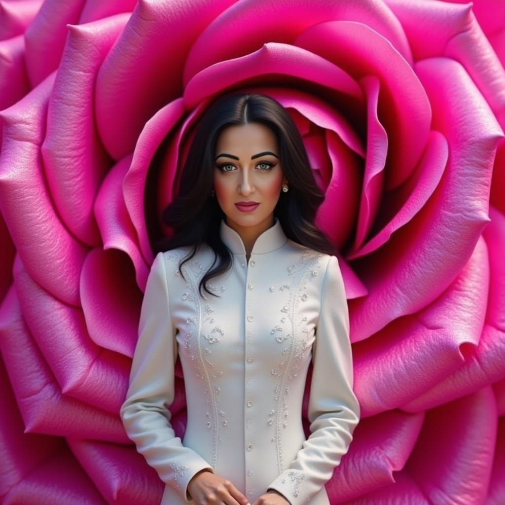 Glamorous Woman with Rose, Digital Art