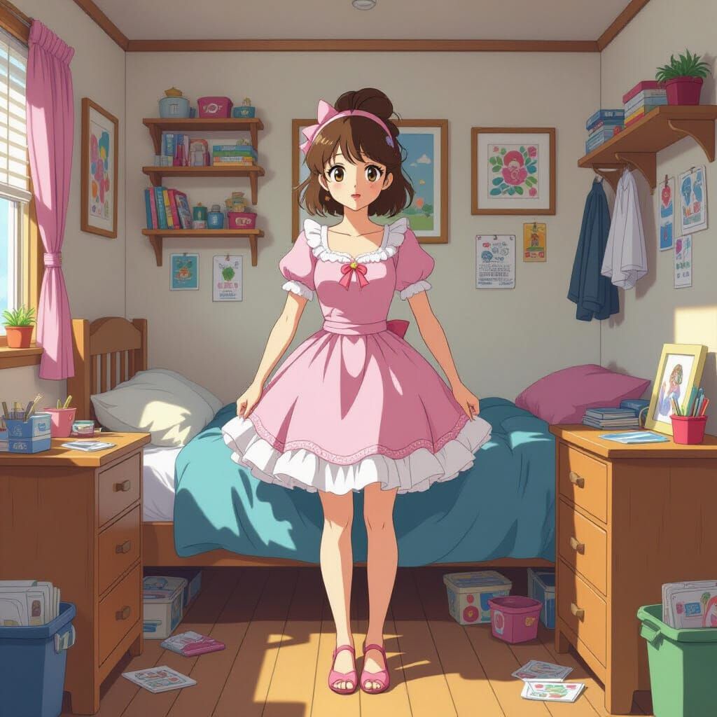 Teen Caught Crossdressing: Playful, Vibrant Art