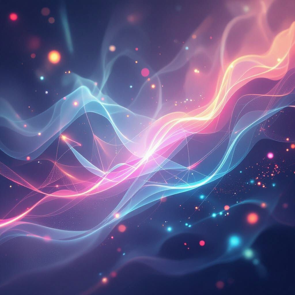 Abstract Geometric Shapes with Neon Glow and Haze