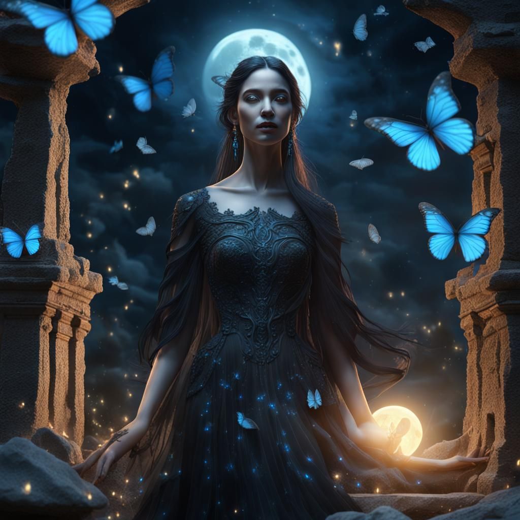 Ethereal Ghost Under Moonlight: A Fantasy Matte Painting