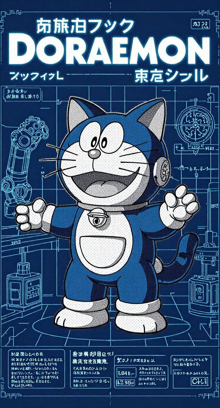 Doraemon Blueprint: Sci-Fi Anime Technical Schematic