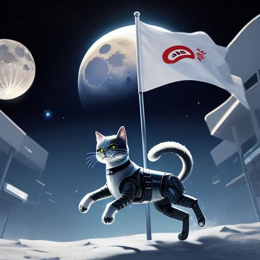 Android Robot Cat Shouts a Catchphrase