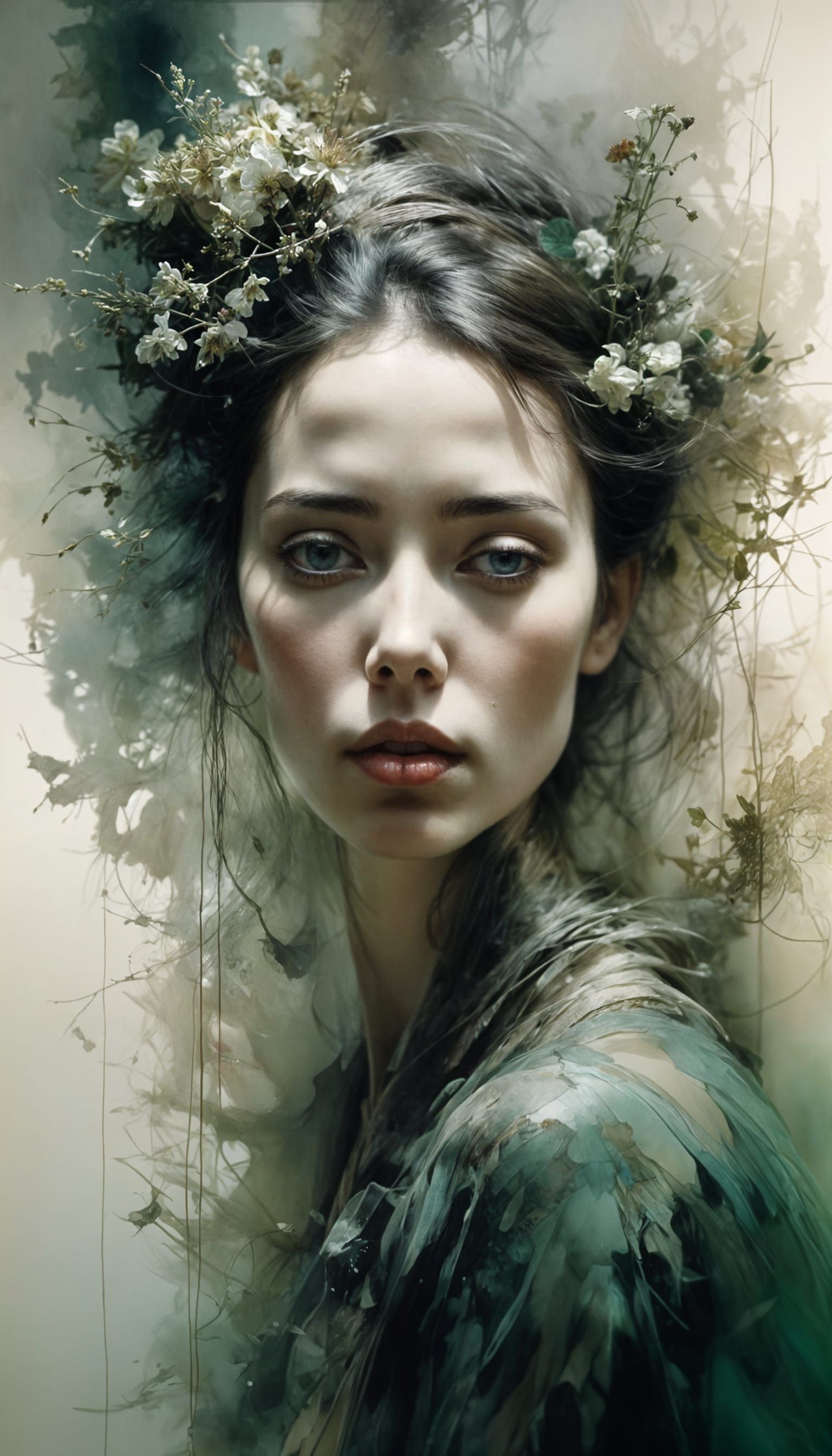 Dreamy Nature Portrait in Pre-Raphaelite Style