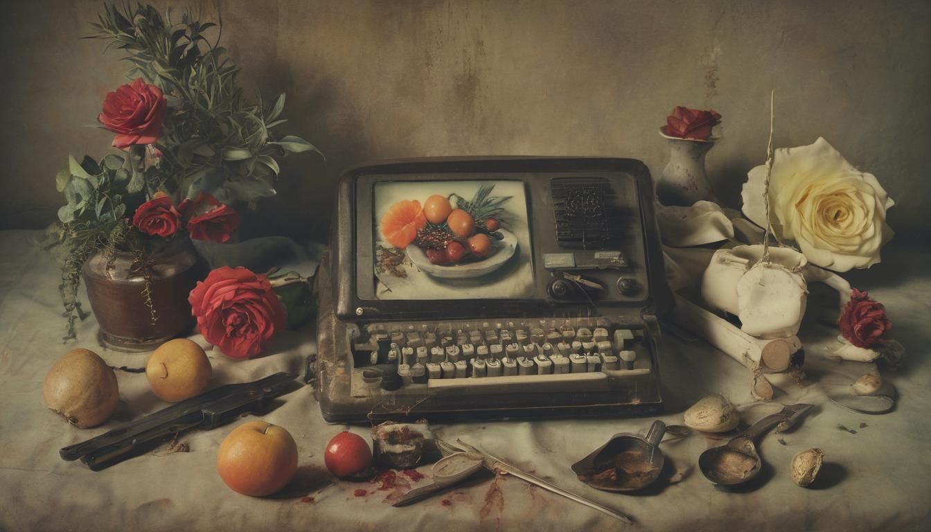 Freaky Fruit Still Life in Retrofuturist Style