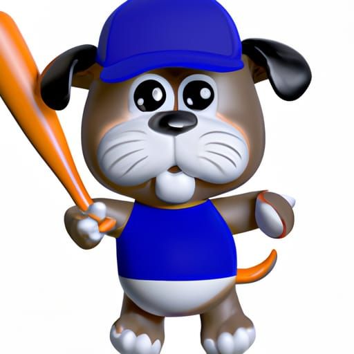 Dog Cartoon Character Ready to Play Baseball