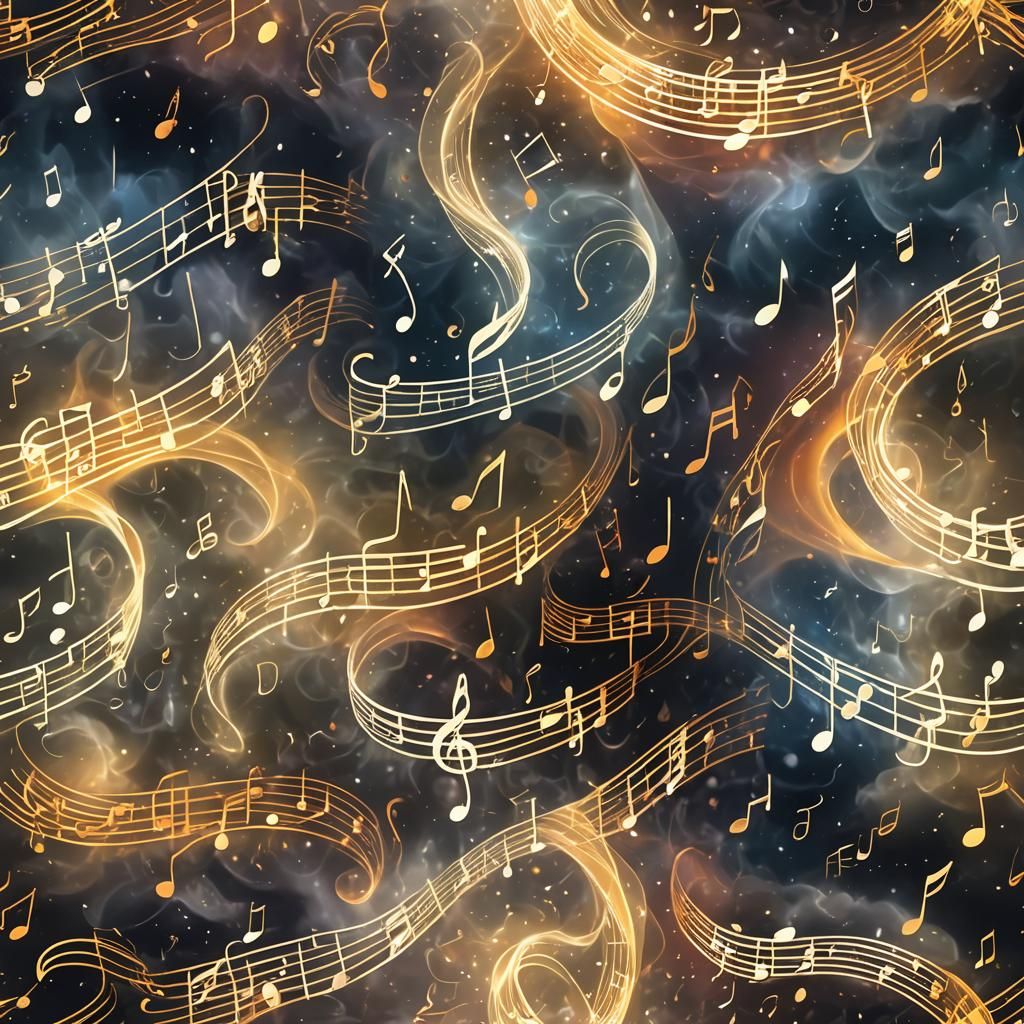 Abstract Music and Calligraphy in Vibrant Colors