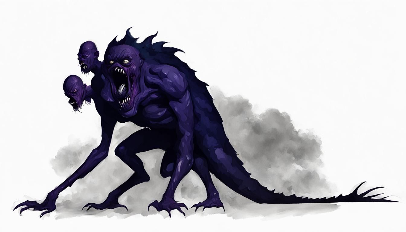 Dark Purple Four-Headed Screaming Monster