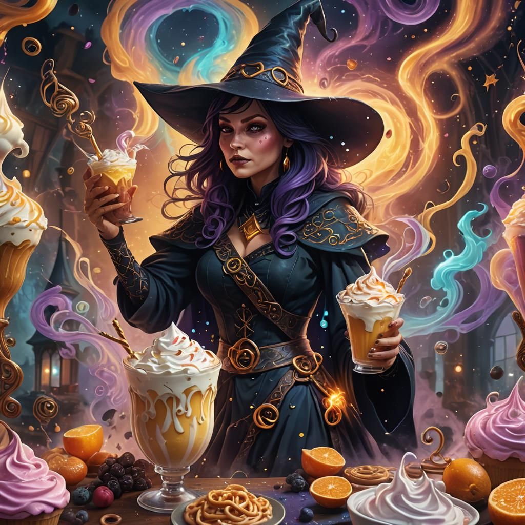 Magical Witch Mixes Milkshake: Digital Matte Painting