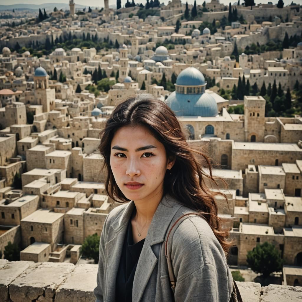 Beautiful Asian-Israeli Woman Portrait in Jerusalem