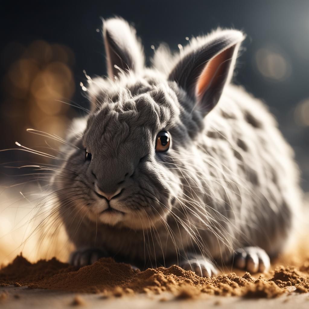 Hyperrealistic 4K Close-Up of a Dust Bunny